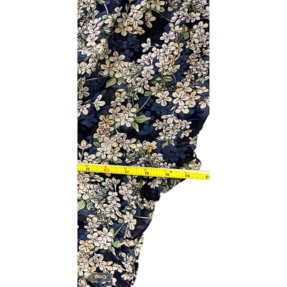 fun2fun Womens Navy Blue Floral Ruffle Sleeveless Blouse FT60710 L - Picture 4 of 8